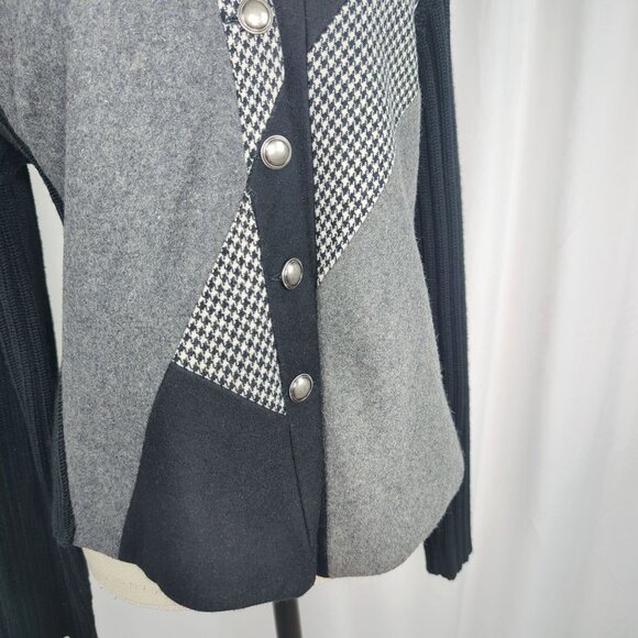 Vintage Austin Reed Cardigan Sweater Large Black Gray NWT - Picture 4 of 9